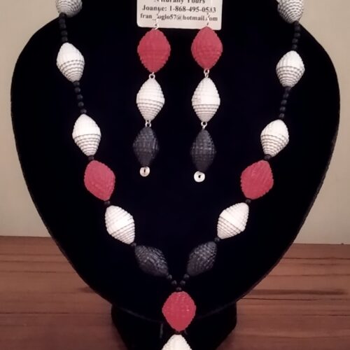 Paper beads necklace and earring set