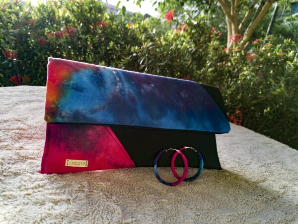 Fabric Clutch bag with matching covered earrings