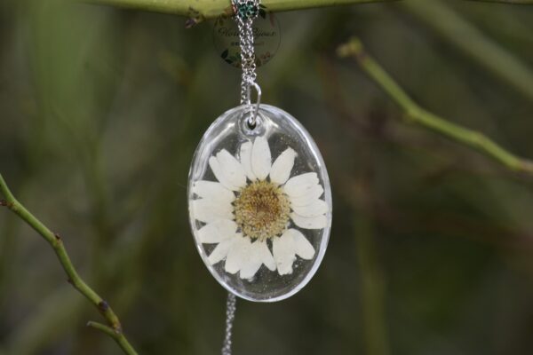 White daisy pendant and necklace