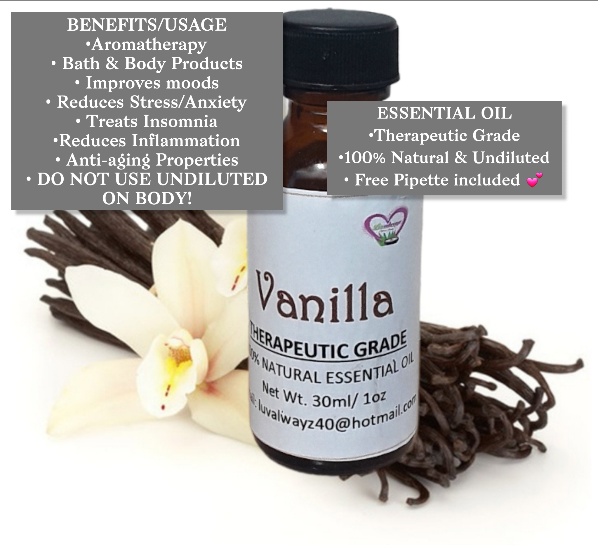 Vanilla Essential Oil, 30ml/1oz