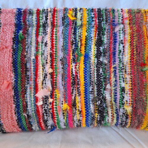 Hand-woven by Ade clutch bags, one-of-a-kind. With upcycled fabric. They are also lined with foam and other fabric.